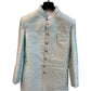 Sky / Light Blue - Classic Banarasi Handloom Brocade Sherwani with Gold Buttons - UK Stock - BS787 08JC25