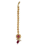 Magenta / Fuchsia - Gold Finish Small Size Tika Head Piece - Indian Ladies Fashion Jewellery - AE2436 11Vp24