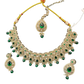 Green - Large Size Antique Gold Finish Necklace Set with Earrings & Head Piece - 6NS591 03KT26