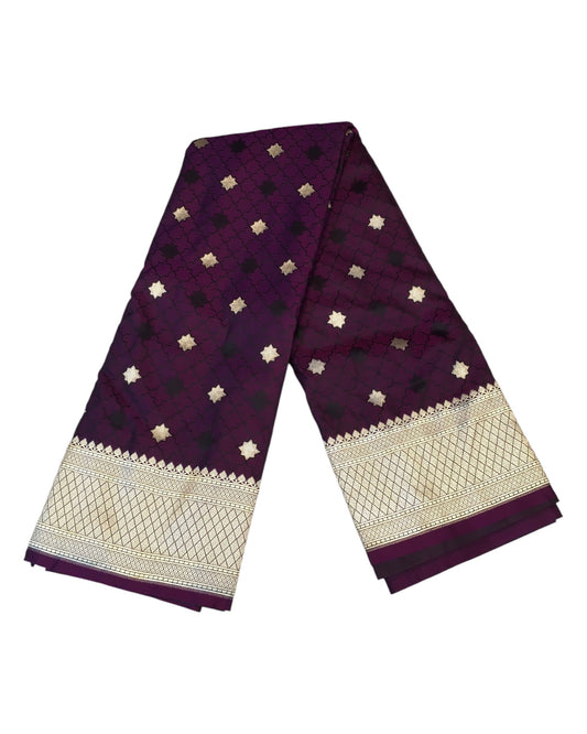Wine - Traditional Handloom Banarasi Sari / Saree - with Blouse Piece - SN2405 11TP24