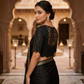 Size 34" / UK 8 - Black - Rich Net Lace Saree blouse with cups - UK Stock - Quick Delivery - RNK - N621-KJ