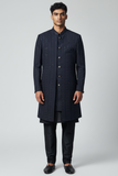 Navy Blue - Mens Knee Length  Jacket with Long Waistcoat - Sherwani / Indo-Western - Fantastic Fit - KCS6625 03TT26
