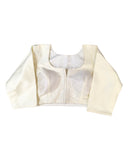 Cream - Silky Saree blouse with cups,  Long Sleeves, High Back - 38" - UK Stock - Quick Delivery - RNK - R231F-A