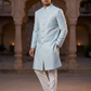 40" - SALE ! - Light Blue - Classic Rich Brocade Mens Sherwani - Smart Trousers - UK stock - 2/3 Days Delivery - YD2351 03JR232