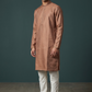 Rose Gold / Copper - Banarasi Handloom Brocade Mens Indian Kurta set with Trousers - UK Stock - Weddings / Walimas , Sangeet, Diwali, Eid, Mehndi / Henna - VEE2509 VR
