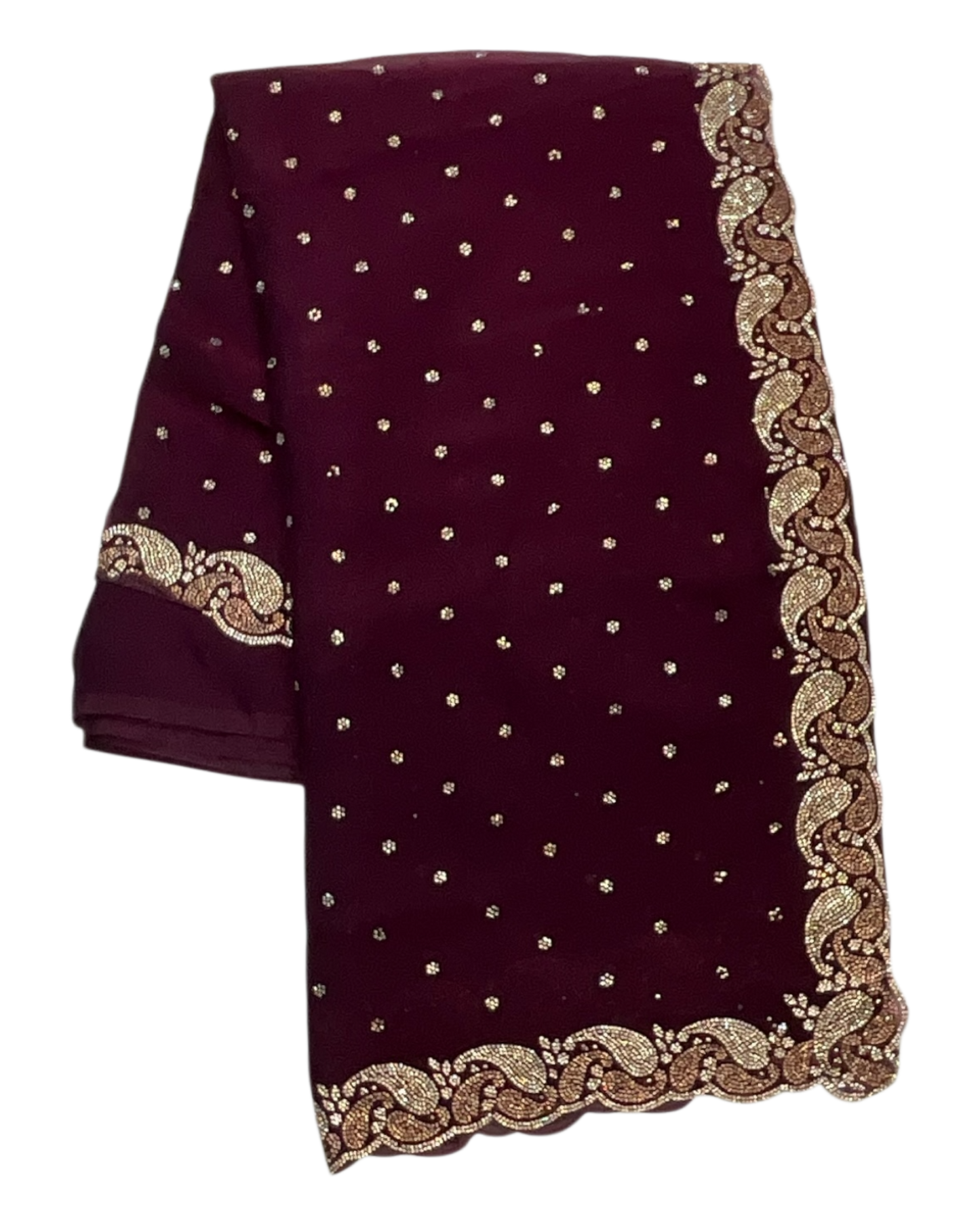 Wine - Rich Saree with Stone Work Border and Blouse Piece - UK stock - 24hr Dispatch - RS2532 TC