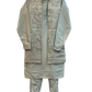 Light Grey / Silver - Mens Fully Embroidered Long Waistcoat with Rich Kurta set - KCS4853 03TH26