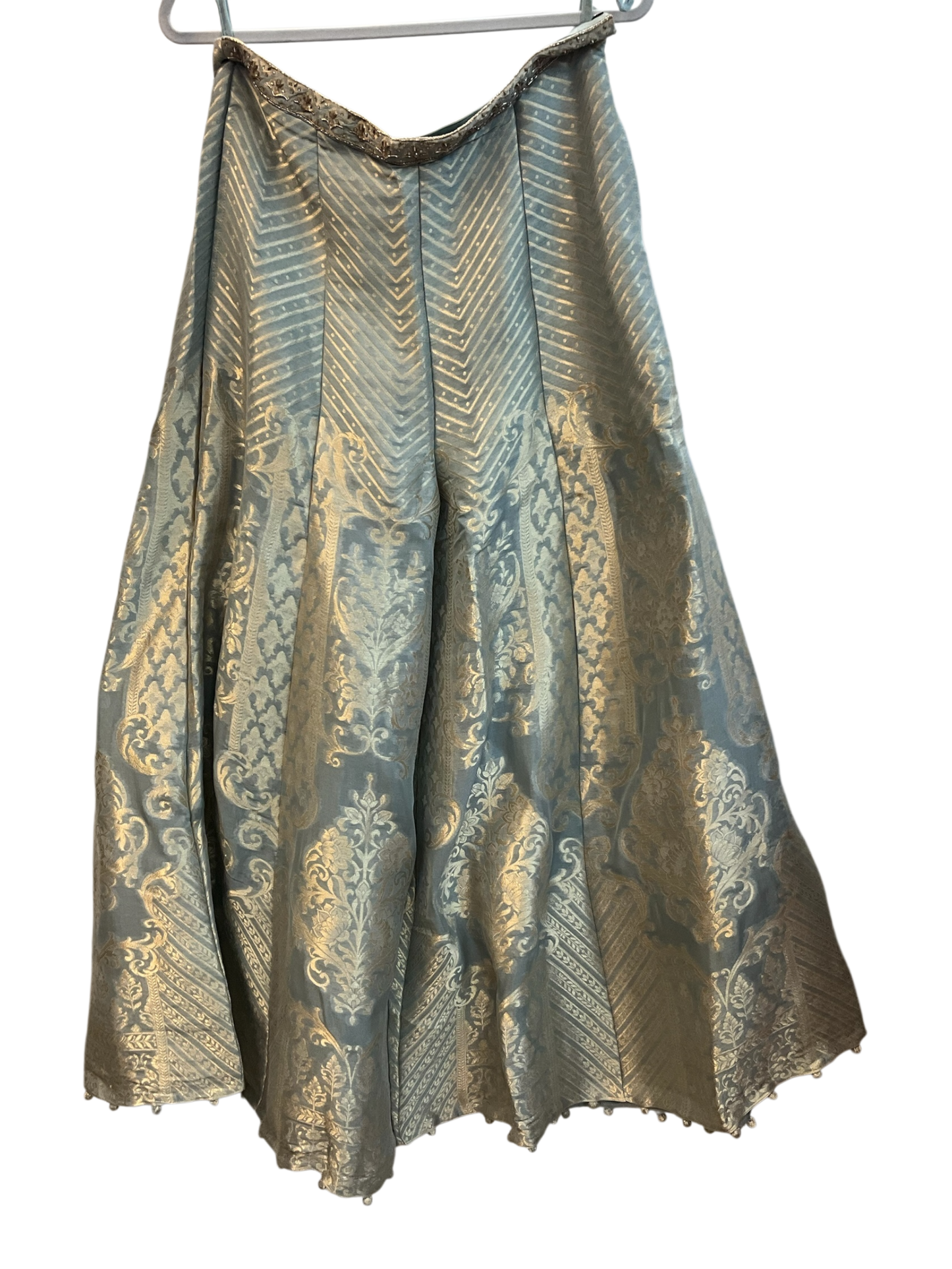 UK 12 / 38" - Pastel Light Grey / Silver - Designer Ladies Indian Short Top Palazzo Trousers Suit - UK Stock - 2/3 days delivery - VMK Jivika AV