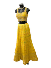 Stunning Yellow Lehenga Set with Crushed Skirt - Size 12 - UK Stock - 24h Dispatch - HD9104 CY 0124