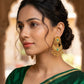 Emerald Green Antique Gold Filigree Chandbali Earrings - Bollywood - Weddings - 15ER554 09P26