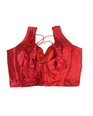 Red - Gaji Sequins Silky Saree / Lehenga blouse - 38