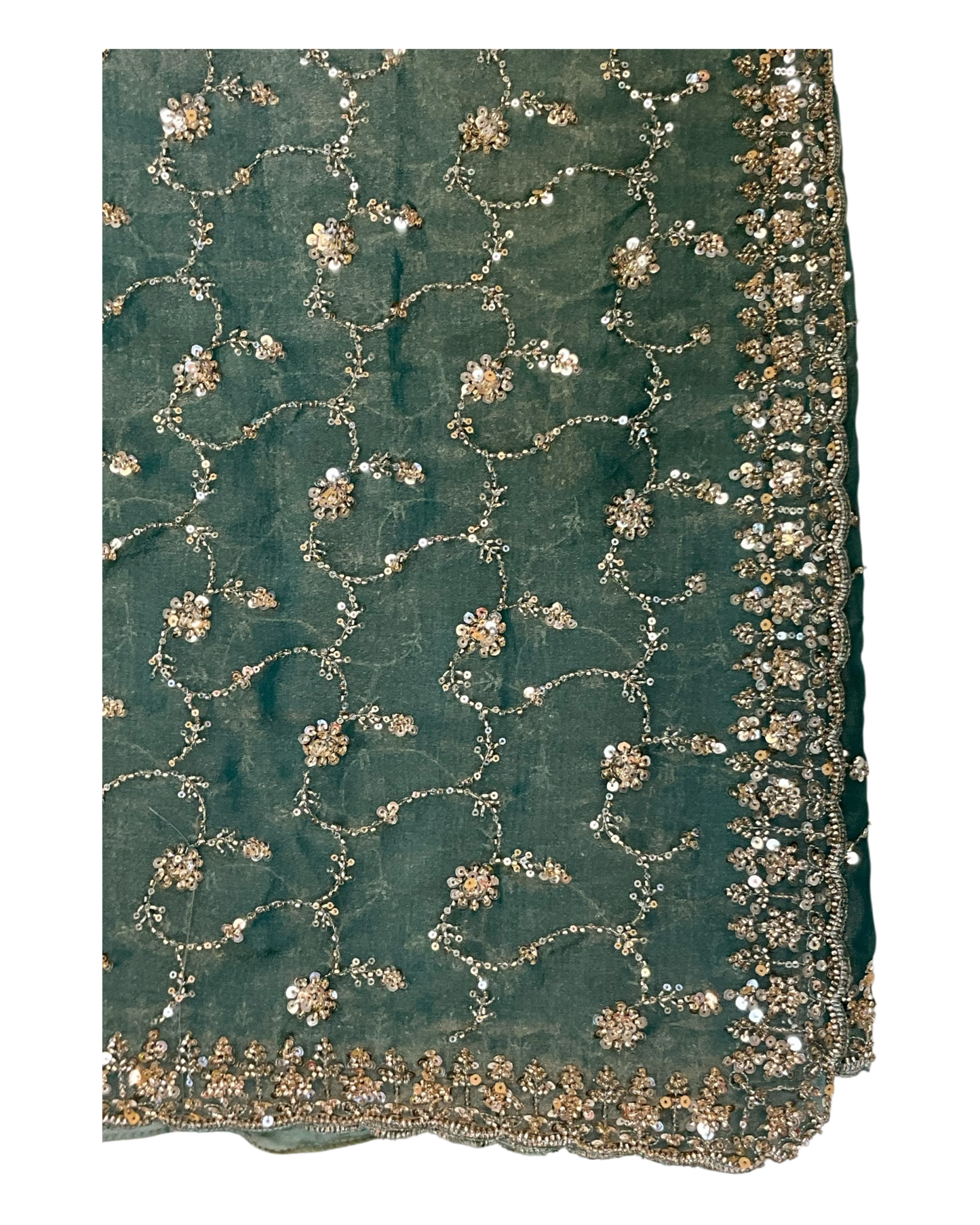 Turquoise - Rich Bridal Saree with Allover Embroidery and Blouse Piece - UK stock - 24hr Dispatch - RS2519 JT