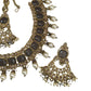 Grey - Large Size Antique Gold Finish Necklace Set with Earrings - PSC469  KV 0424