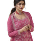 Pink - Simple / Classy Ladies Indian Palazzo Trousers Suit with Printed Dupatta - Size 16 (42") - VF66841 TK1024