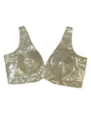 Light Gold - Full Sequins Designer Saree blouse with cups,  Sleeveless - 38" - UK Stock - Quick Delivery - RNK - N604-KT