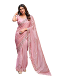 Baby Pink - Fancy Party Saree with Blouse Piece - UK stock - 24hr Dispatch - LTF4606 07VY26