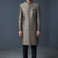Navy Blue - Rich Banarasi Briocade Mens Sherwani Set with Smart Pants - Weddings / Walimas , Sangeet, Eid, Mehndi / Henna - SHU2601 TV 0526