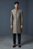 Navy Blue - Rich Banarasi Briocade Mens Sherwani Set with Smart Pants - Weddings / Walimas , Sangeet, Eid, Mehndi / Henna - SHU2601 TV 0526