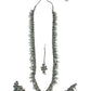 Clear / White - Medium Size Silver Finish Long Necklace Set with Earrings - RAK411 H 0525