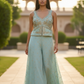 UK 12 / 38" - Sea Green - Designer Ladies Indian Short Top Palazzo Trousers Suit - UK Stock - 2/3 days delivery - VMK JINA RY