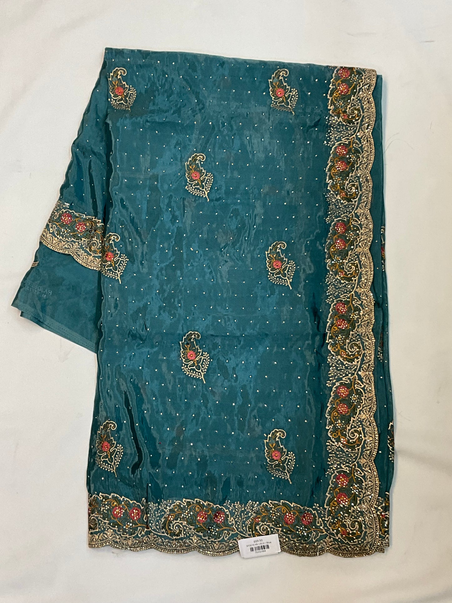 Light Blue - Fancy Party Saree with Blouse Piece - UK stock - 24hr Dispatch - SP2610 VK