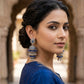 Royal Blue & Pearl Multi-Tiered Step Jhumka Earrings - Bollywood - Weddings - 12JE77 09KY26