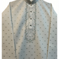 Off White - Self Brocade - Light Blue Thread Work Mens Kurta Set - Sangeet Mehendi Haldi - KCS2038 03VY26
