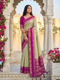 Sage Green - Handloom Saree with Blouse Piece - UK stock - 24hr Dispatch - KM-Kashi 11KY26