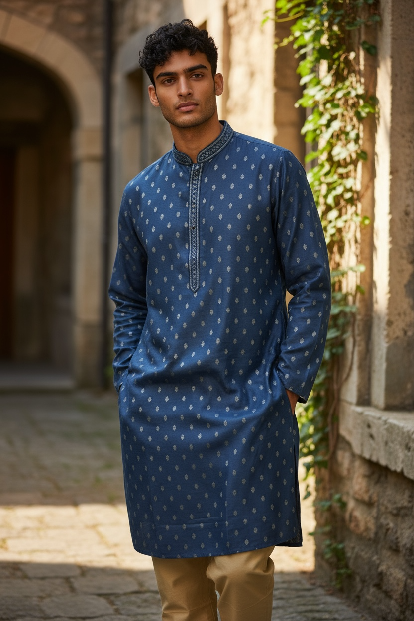 Cobalt Blue - Quality Mens Indian Kurta set - UK Stock - Weddings / Walimas , Sangeet, Diwali, Eid, Mehndi / Henna - NAD25718 VY