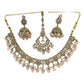 Peach - Antique Gold Finish Necklace & Earrings Set - Bollywood - Weddings - KAJ1035 11KK24