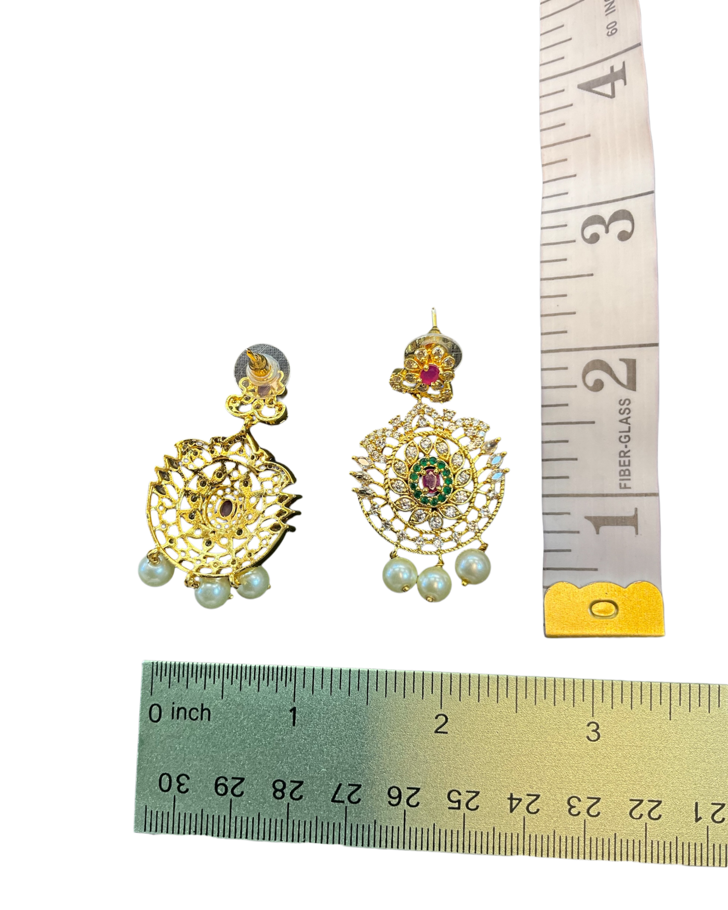 Multi Coloured - Large - Gold Finish Traditional Earrings - Bollywood - Weddings - AE2604 J