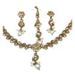 Gold / Neutral - Small Size Antique Gold Finish Necklace Set with Earrings & Head Piece /Tika- SLV78  11Ap24