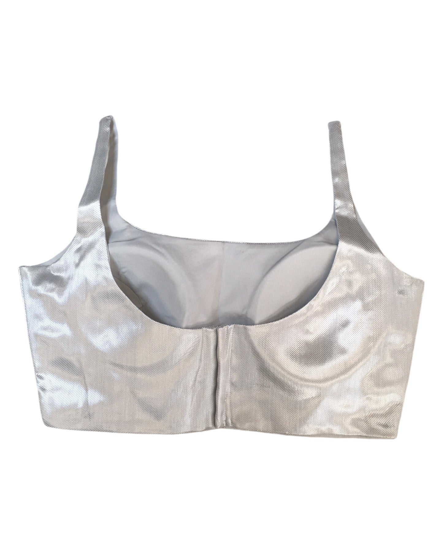 Silver - Rich Banarasi Thin Strap Designer Saree blouse with cups, 38" - UK Stock - Quick Delivery - RNK - R651- H