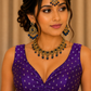 40" / UK 14 - Purple - Silky Designer Saree blouse with cups,  Sleeveless - UK Stock - Quick Delivery - RNK - R717 KV