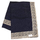 Navy Blue - Chiffon Crepe - Party Wear Embroidered Saree with Blouse Piece - SP2504012 KP
