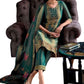 Teal Blue - Banarasi Handloom Ladies Indian Salwar Suit with Printed Dupatta - Available in Size 10 (36") LL-FAR22402 TY 1024