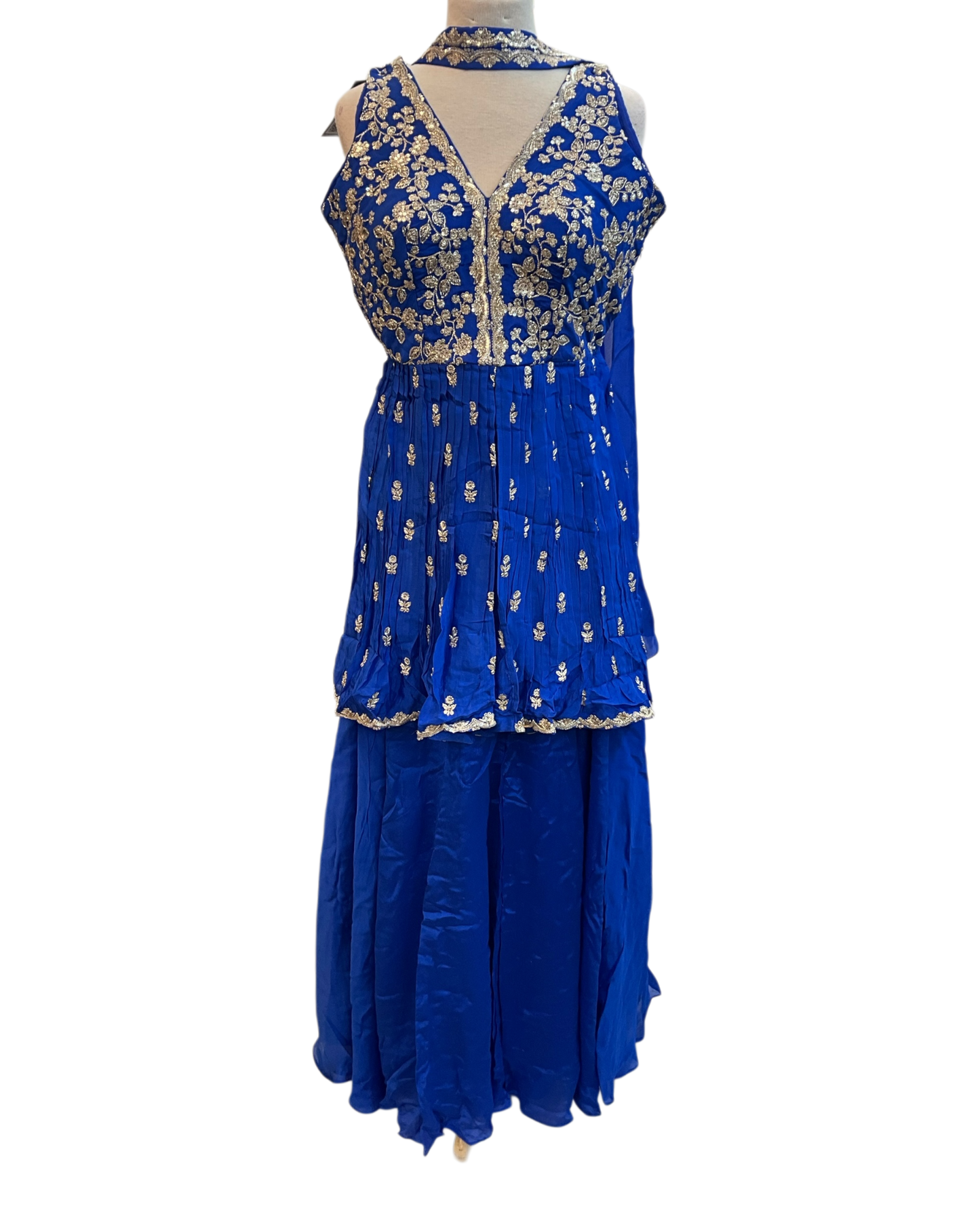 Size 12 (38") - Royal Blue - Designer Ladies Medium Top Palazzo Trousers Suit - VMK Upasana JJ