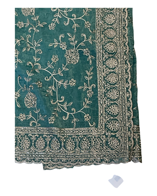 Light Blue - Rich Saree with Allover Embroidery and Blouse Piece - UK stock - 24hr Dispatch - RS2507 PT