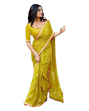 Henna Green - Bandhani Printed - Chiffon Saree with Blouse Piece - KAS-Chuneri 304 10KV25
