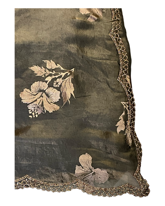 Grey - Floral Printed Blouse Piece - UK stock - 24hr Dispatch - RS2504 VP