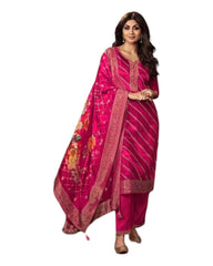 Magenta - Simple / Classy Silky Ladies Indian Salwar Suit with Rich Dupatta - VAT1323 VP 1123