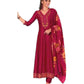 Magenta - Simple / Classy Ladies Indian Trousers Suit with Printed Dupatta - Size 12 (38") - LL22604 VV 1024