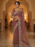 Coral Pink - Fancy Party Saree with Blouse Piece - UK stock - 24hr Dispatch - SP2622 PK