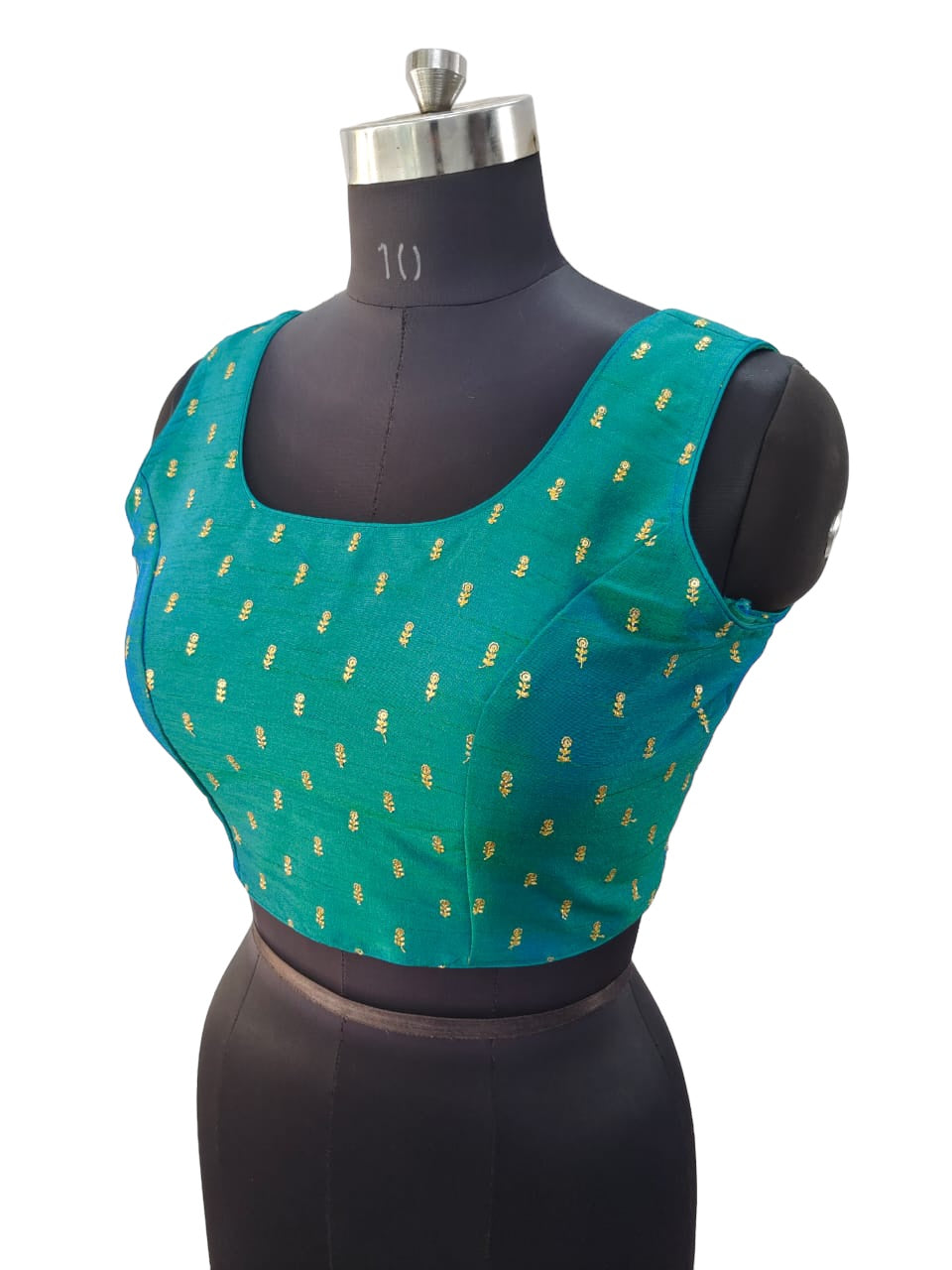 Turquoise - Dupion Silky Saree / Lehenga blouse - 38" Bust (UK 12) Can be let out to size 16  - AF2405 A 0324