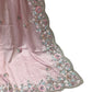 Baby Pink - Pastel Sequins Silky Saree with Blouse Piece - MF3801  JJ 0824