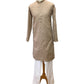 Beige - Linen Mirror Work Mens Kurta Set - Sangeet Mehendi Haldi - NY2302 KT 1123