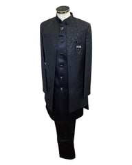 Steel Grey - PREMIUM Mens Knee Length  Jacket with Long Waistcoat - Sherwani / Indo Western - Fantastic Fit - KCS6613 05RY25