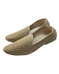 Very Comfortable Dark Gold Brocade Loafer Style Mojri - Indian Mens shoes - Mojari , Khossay -  YD2305