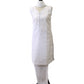 White - Sleeveless Cotton Ladies Salwar Kameez with Chiffon Dupatta - Funeral KTC2301 KY 0923