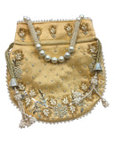 Gold - Silky Bollywood Ladies Potli / Pouch Style HandBag - GJ21 10Rp24